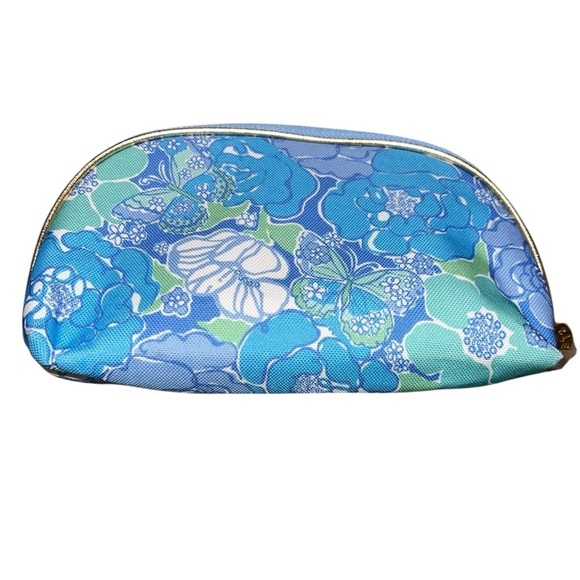 EUC Lilly Pulitzer x Estee Lauder Blue Floral Butterfly Print Cosmetic Pouch - Picture 4 of 5